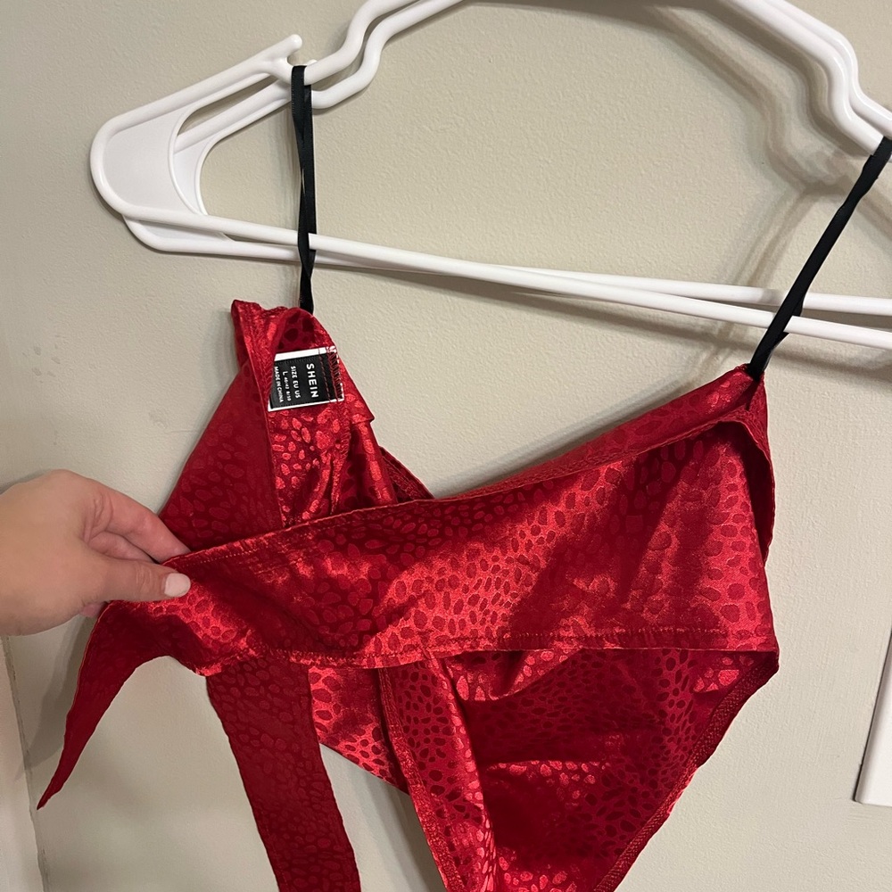 Red Satin Going Out Top